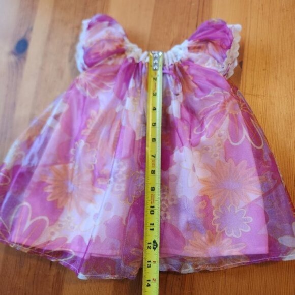 Vintage 60s Pink Chiffon Baby Girl Dress MCM 1960s Handmade Party Formal - Picture 8 of 10